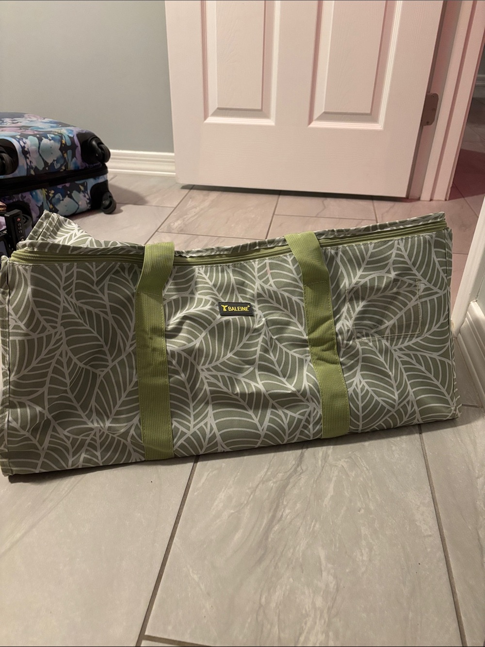 Olive Leaf Print Travel Duffel Bag